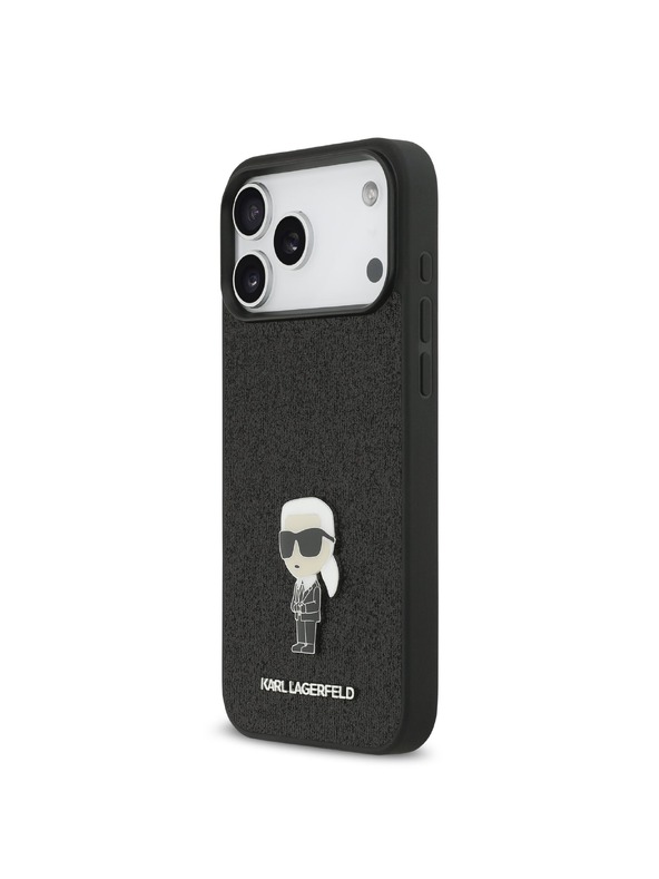 Karl Lagerfeld Karl Lagerfeld Fixed Glitter Metal Ikonik Zadný Kryt pre iPhone 17 Pro Max Black