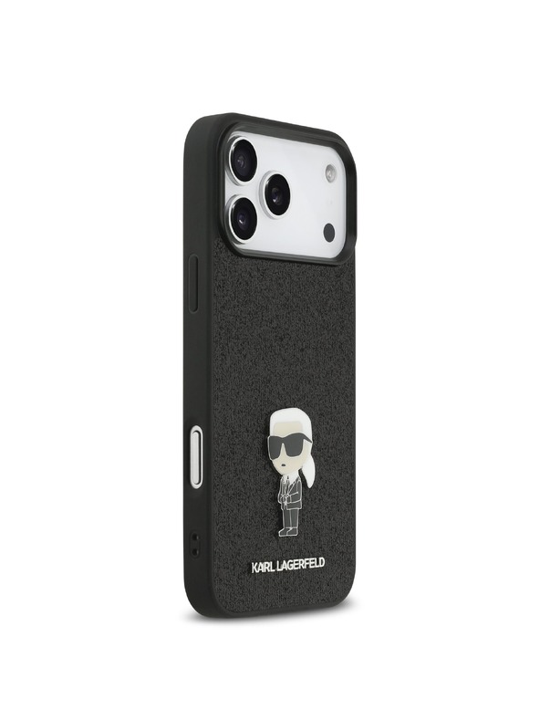 Karl Lagerfeld Karl Lagerfeld Fixed Glitter Metal Ikonik Zadný Kryt pre iPhone 17 Pro Max Black