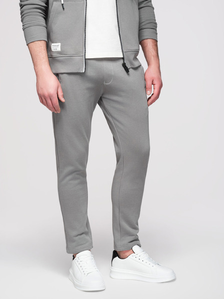 Ombre Clothing Pánska tepláková súprava: mikina s kapucňou a rozopínacím – sivá V8 Z23 Ombre Clothing