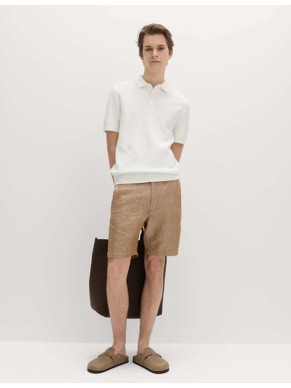 Marks & Spencer Chino šortky, zo zmesi ľanu Marks & Spencer hnedá