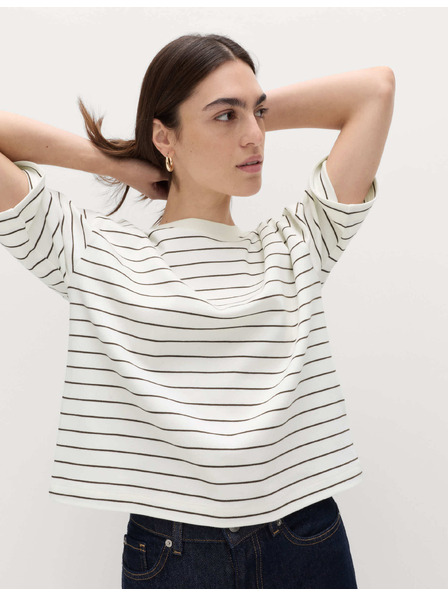 Marks & Spencer Top štvorcového strihu z čistej bavlny s vysokou gramážou Marks & Spencer béžová