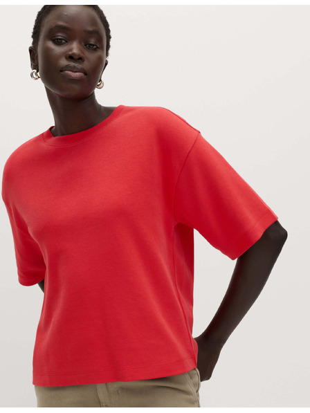 Marks & Spencer Top štvorcového strihu z čistej bavlny s vysokou gramážou Marks & Spencer červená