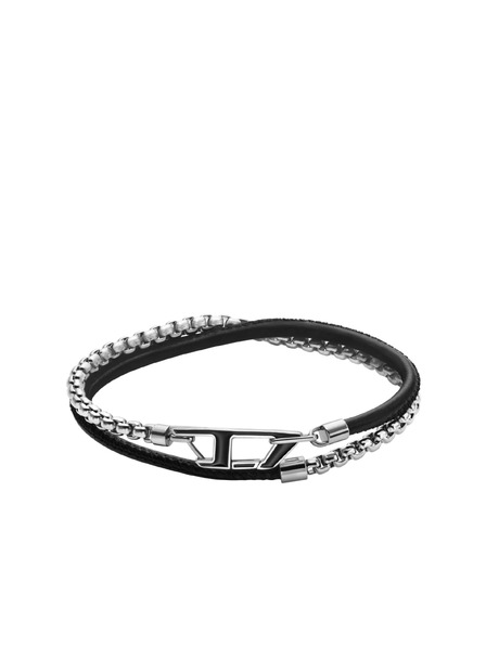 Diesel Unisex náramok Diesel D Logo oceľ a koža DX1472040