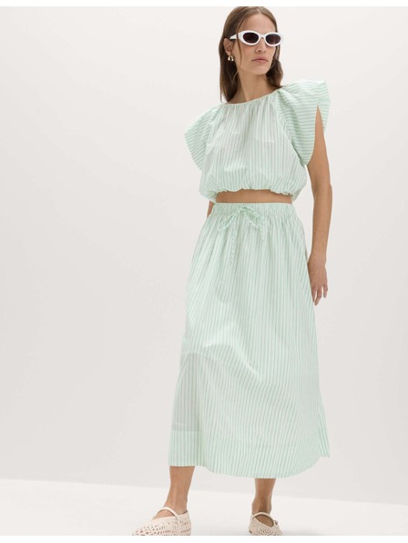 Marks & Spencer Pruhovaná midi kolová sukňa, z čistej bavlny Marks & Spencer zelená