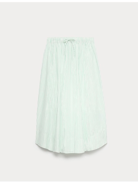 Marks & Spencer Pruhovaná midi kolová sukňa, z čistej bavlny Marks & Spencer zelená