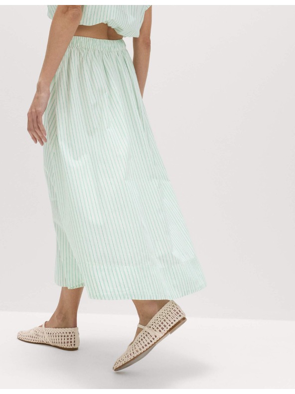 Marks & Spencer Pruhovaná midi kolová sukňa, z čistej bavlny Marks & Spencer zelená