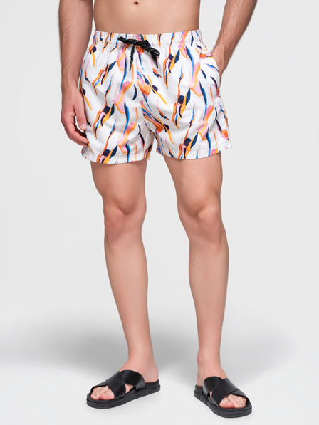 Ombre Clothing Oranžovo-biele pánske vzorované plavky Ombre Clothing