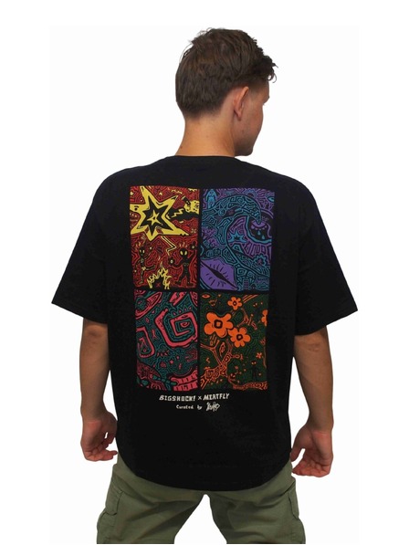 Meatfly Meatfly unisex tričko Big Shock Linocut Black