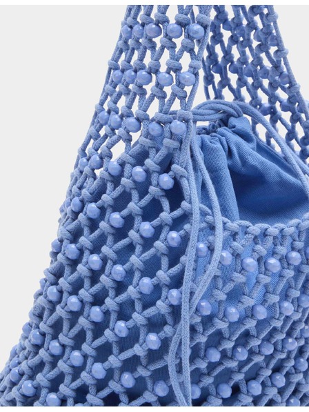 Marks & Spencer Príručná taška s korálkami Macrame Marks & Spencer modrá