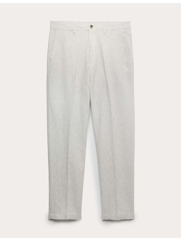Marks & Spencer Chino nohavice zo zmesi ľanu, normálny strih Marks & Spencer sivá