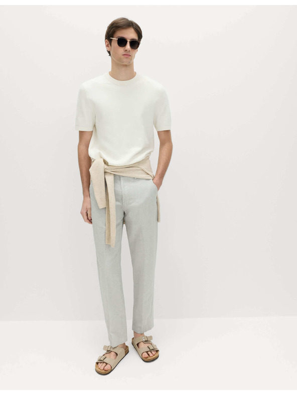 Marks & Spencer Chino nohavice zo zmesi ľanu, normálny strih Marks & Spencer sivá
