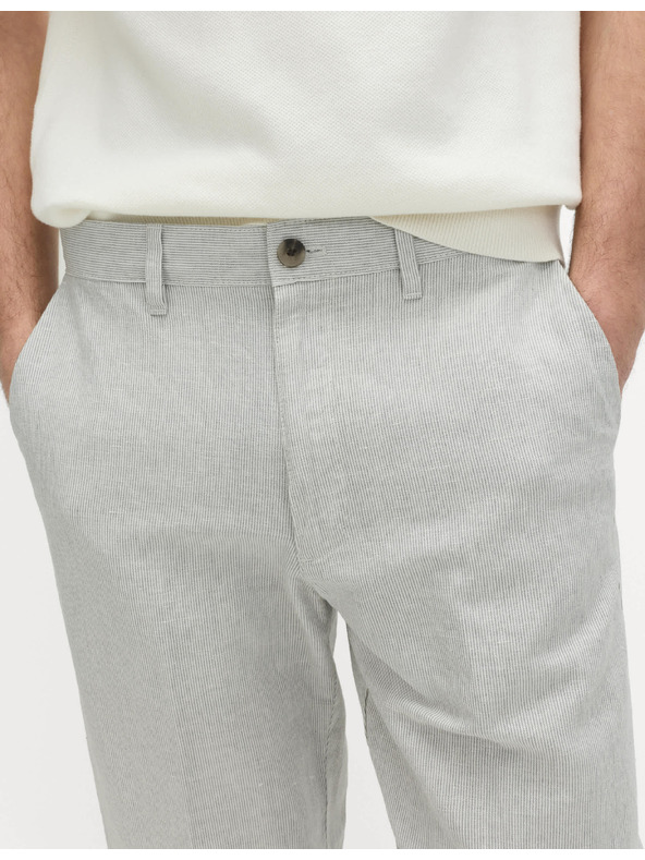 Marks & Spencer Chino nohavice zo zmesi ľanu, normálny strih Marks & Spencer sivá