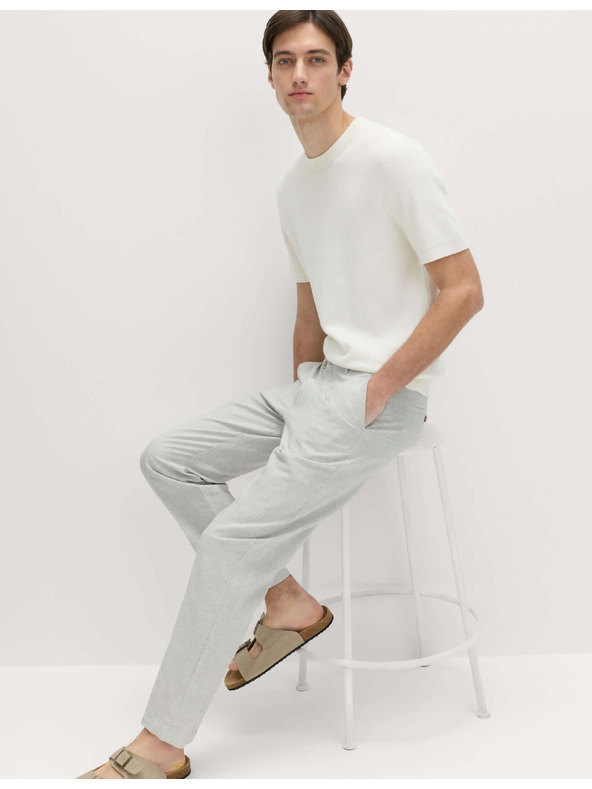 Marks & Spencer Chino nohavice zo zmesi ľanu, normálny strih Marks & Spencer sivá