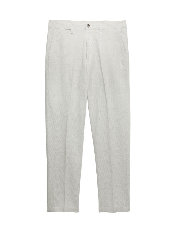 Marks & Spencer Chino nohavice zo zmesi ľanu, normálny strih Marks & Spencer sivá