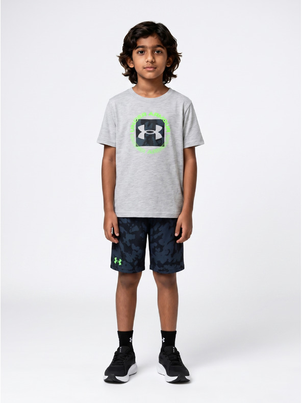 Under Armour Chlapčenský set Under Armour UA PRINTED SS SHORT SET-GRY