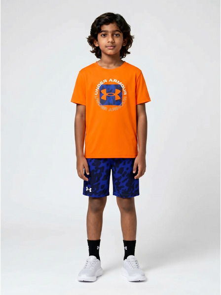 Under Armour Chlapčenský set Under Armour UA TECH PRINTED SS SHORT SET-ORG