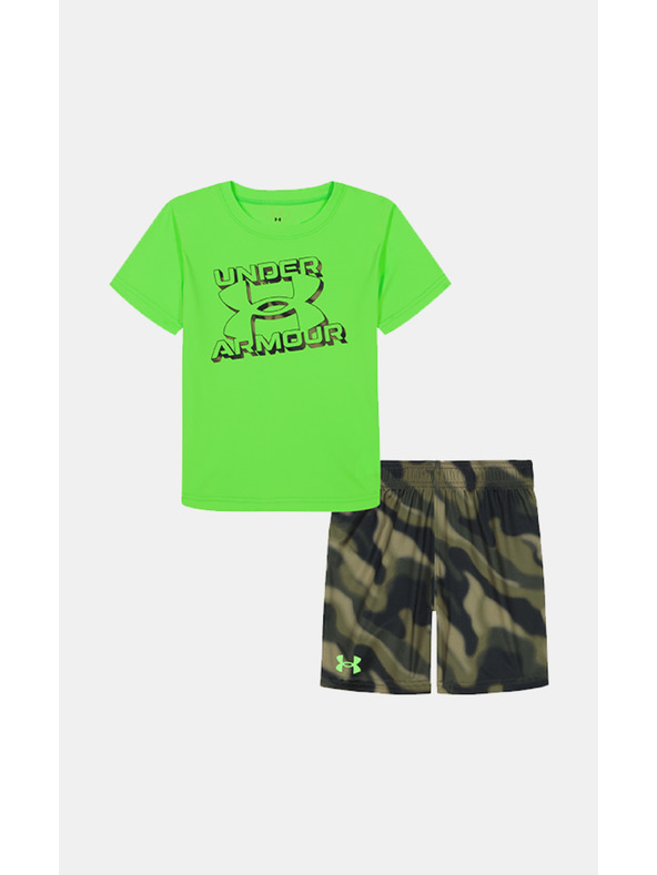 Under Armour Chlapčenský set Under Armour UA TECH PRINTED SS SHORT SET-GRN