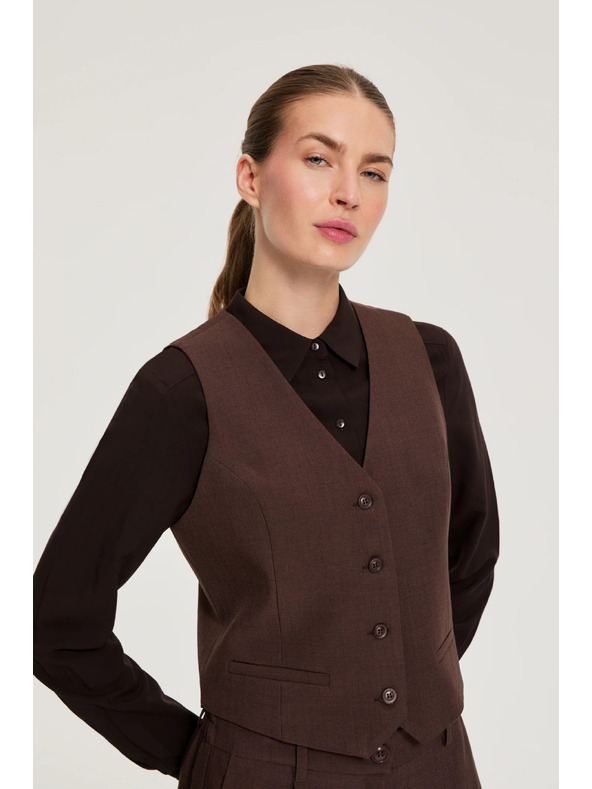 Moodo Elegantná vesta hnedá Moodo