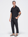 Ombre Clothing Ľahké pánske štruktúrované bavlnené nohavice – čierne V2 OM-PACP-0312 Ombre Clothing