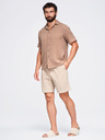 Ombre Clothing Pánske štruktúrované bavlnené šortky – svetlo hnedé V1 OM-SRCS-0209 Ombre Clothing