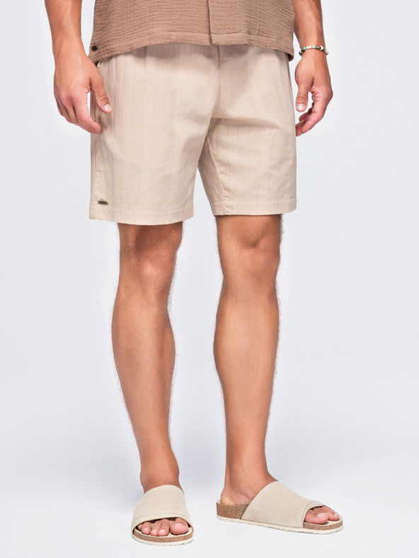 Ombre Clothing Pánske štruktúrované bavlnené šortky – svetlo hnedé V1 OM-SRCS-0209 Ombre Clothing