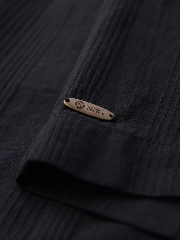 Ombre Clothing Pánske bavlnené šortky so štruktúrovaným vzorom – čierne V2 OM-SRCS-0209 Ombre Clothing