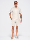 Ombre Clothing Pánske štruktúrované bavlnené šortky – krémové V3 OM-SRCS-0209 Ombre Clothing