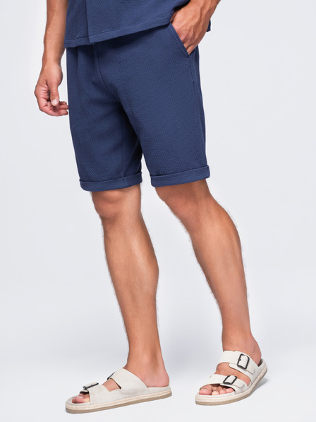 Ombre Clothing Pánske šortky zo štruktúrovanej bavlny – tmavomodré V1 OM-SRCS-0207 Ombre Clothing