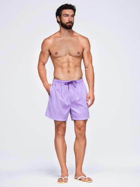 Ombre Clothing Pánske plavky z tkaniny s matným povrchom – fialové V6 OM-SRSS-0216 Ombre Clothing