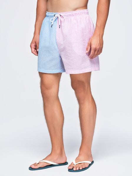 Ombre Clothing Pánske dvojfarebné plavky z textúrovaného materiálu – modro-ružové V3 OM-SRSS-0215 Ombre Clothing