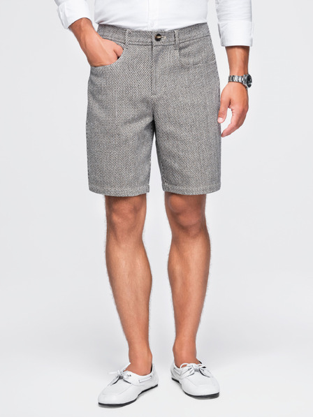 Ombre Clothing Pánske štruktúrované šortky REGULAR FIT – hnedý melír V1 OM-SRCS-0189 Ombre Clothing