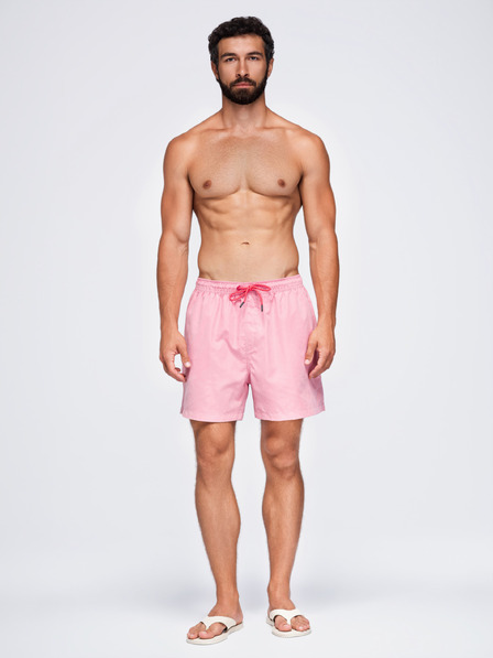 Ombre Clothing Pánske plavky z látky s matným povrchom – ružové V1 OM-SRSS-0216 Ombre Clothing