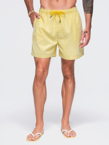 Ombre Clothing Pánske plavky z látky s matným povrchom – žlté V2 OM-SRSS-0216 Ombre Clothing
