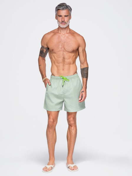 Ombre Clothing Pánske plavky z látky s matným povrchom – mentolové V4 OM-SRSS-0216 Ombre Clothing