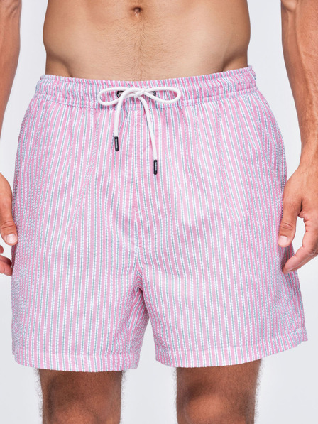 Ombre Clothing Pánske plavky z textúrovaného pruhovaného materiálu – ružové V2 OM-SRSS-0214 Ombre Clothing