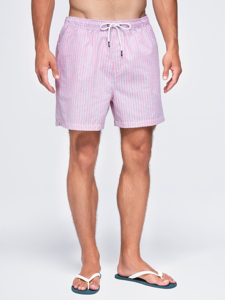 Ombre Clothing Pánske plavky z textúrovaného pruhovaného materiálu – ružové V2 OM-SRSS-0214 Ombre Clothing