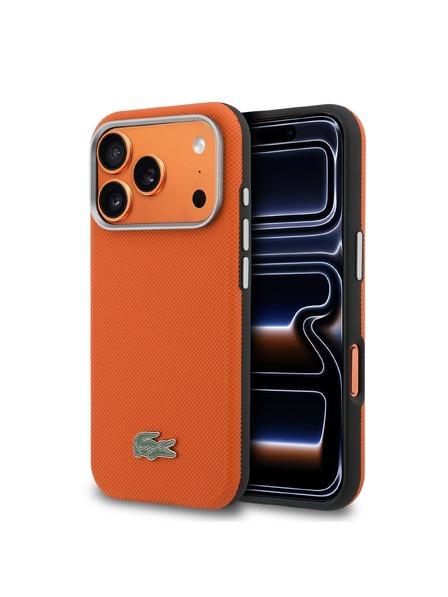 Lacoste Lacoste PVC Petit Pique Semi Wrap MagSafe Zadný kryt pre iPhone 17 Pro Max Orange