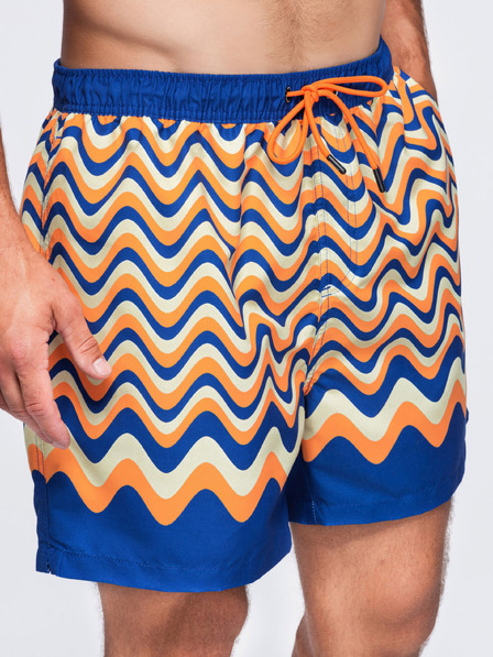 Ombre Clothing Pánske plavky s motívom vodorovných vln – oranžovo-modré V1 OM-SRSS-0221 Ombre Clothing