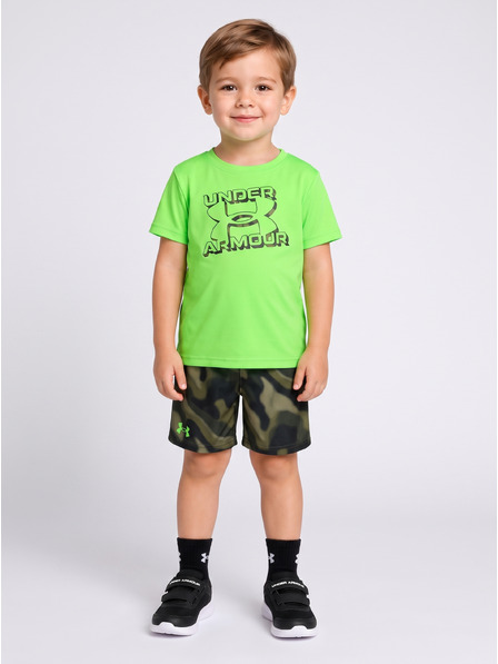 Under Armour Chlapčenský set Under Armour UA TECH PRINTED SS SHORT SET-GRN