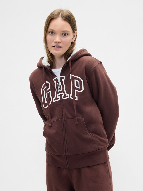 GAP Zateplená sherpa mikina s logom GAP