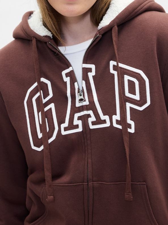 GAP Zateplená sherpa mikina s logom GAP