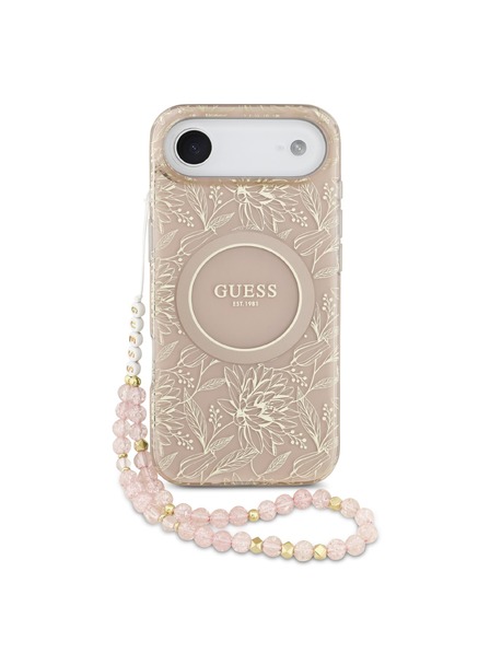 Guess Guess IML Flowers Allover Strap MagSafe Zadný kryt pre iPhone Air Pink
