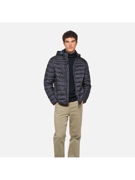 Geox Tmavě modrá pánská prešívaná bunda Geox Warrens