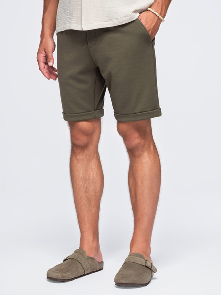 Ombre Clothing Pánske viskózové šortky typu chino – olivovo zelené V5 OM-SRCS-0206 Ombre Clothing