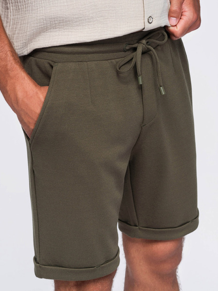 Ombre Clothing Pánske viskózové šortky typu chino – olivovo zelené V5 OM-SRCS-0206 Ombre Clothing