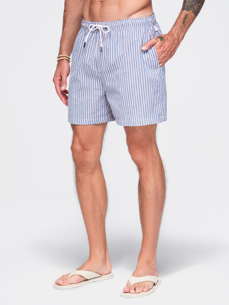 Ombre Clothing Pánske plavky z textúrovaného pruhovaného materiálu – tlmené modré V3 OM-SRSS-0214 Ombre Clothing