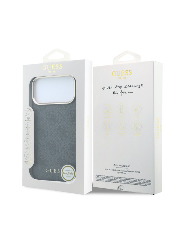Guess Guess PU Leather 4G Gold Frame MagSafe Zadný Kryt pre iPhone 18 Pro Black