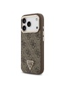 Guess Guess PU Leather 4G Strass Triangle Logo Gold Frame MagSafe Zadný Kryt pre iPhone 18 Pro Brown