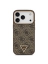 Guess Guess PU Leather 4G Strass Triangle Logo Gold Frame MagSafe Zadný Kryt pre iPhone 18 Pro Brown