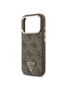 Guess Guess PU Leather 4G Strass Triangle Logo Gold Frame MagSafe Zadný Kryt pre iPhone 18 Pro Brown